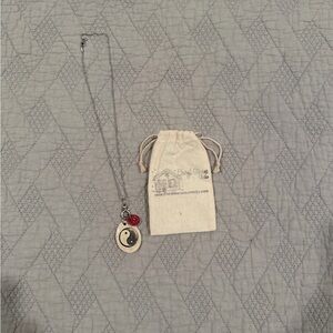 Cheryl Stevens Studio Yin Yang Pendant Necklace with Red Accent
